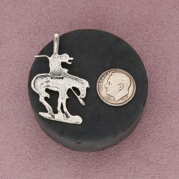 sterling silver vintage southwestern trailblazer cowboy pendant - Picture 3 of 3